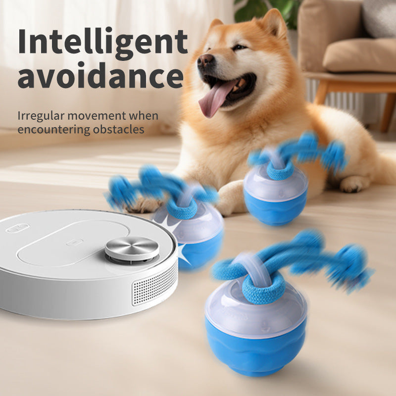2025 Smart Rolling Balls for Dogs Electric Moving Chew Ball Interactive Squeaky Dog Toy Ball with Rope