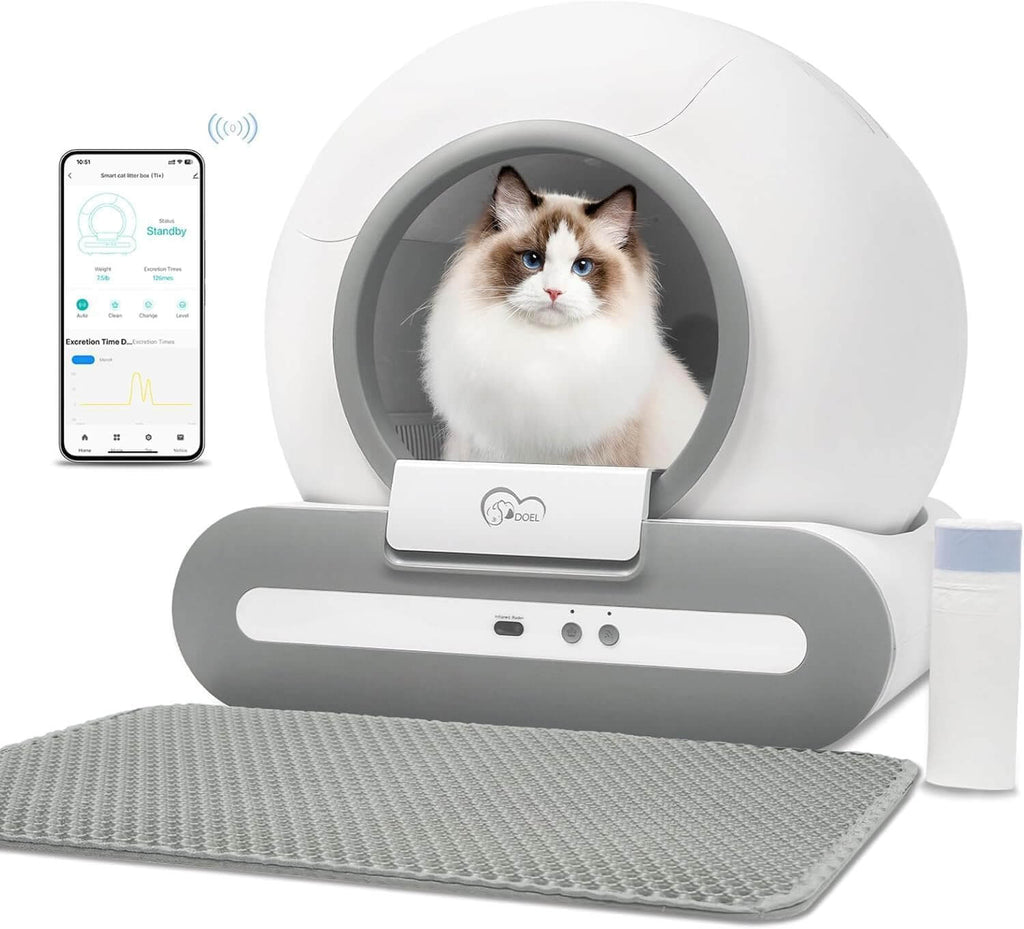 T1+ Automatic Self-Cleaning Cat Litter Box Auto Smart Litter Machine Odor Filter and safety sensors.