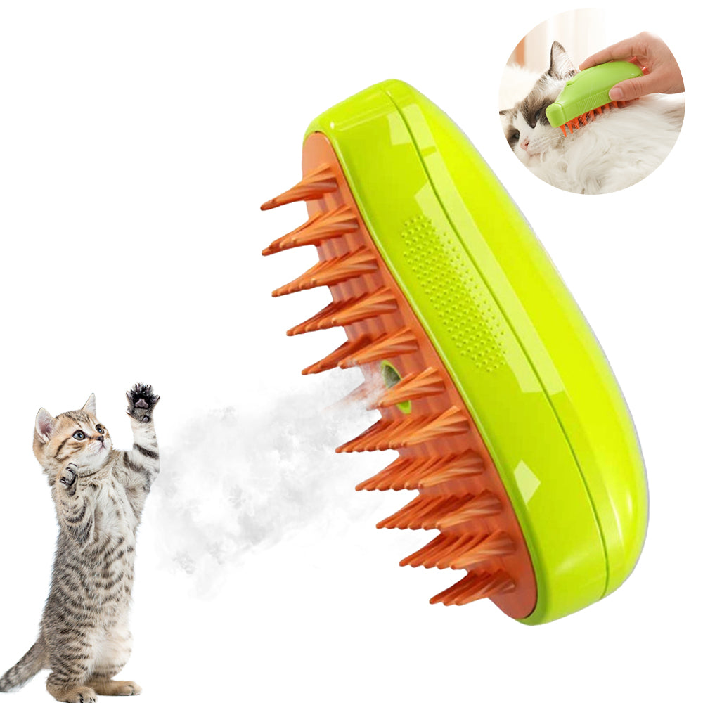 3 in 1 Pet Hair Massage Rechargeable Cat Brush Steamy Comb Dog Self Cleaning Brush