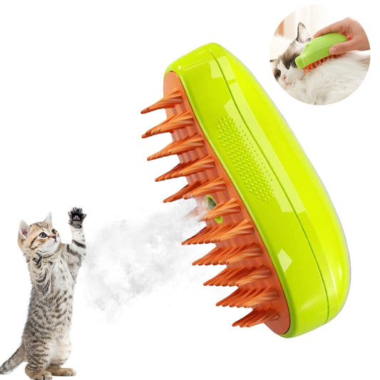 3 in 1 Pet Hair Massage Rechargeable Cat Brush Steamy Comb Dog Self Cleaning Brush