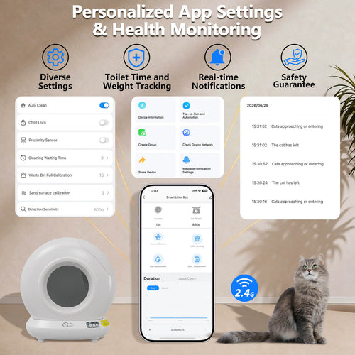2026 New 78L Smart Automatic Cat Litter Box Electric Self-Cleaning Pet Cat Toilet with App Control Arenero Para Gatos Automatico