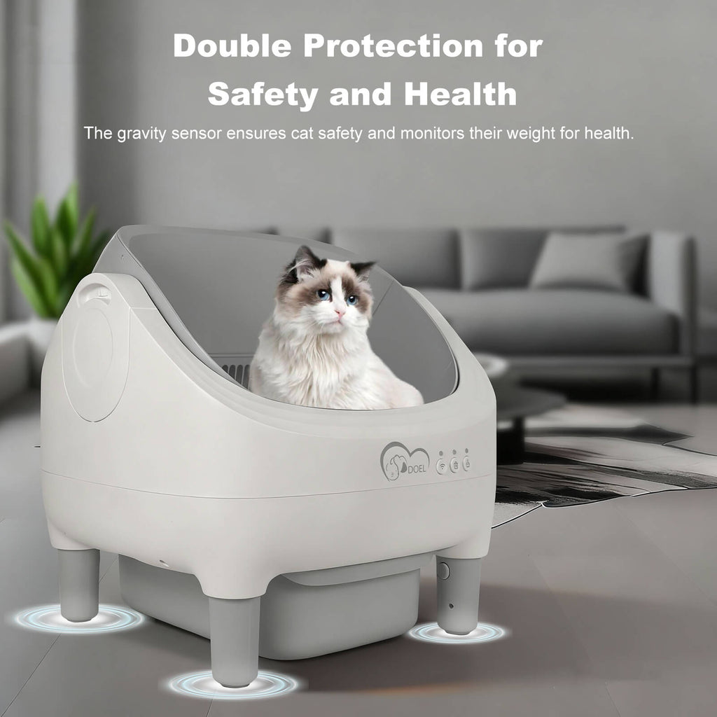Smart App Control Open-top Automatic cat Litter Box Basin with Dual Safety Sensors Self Cleaning