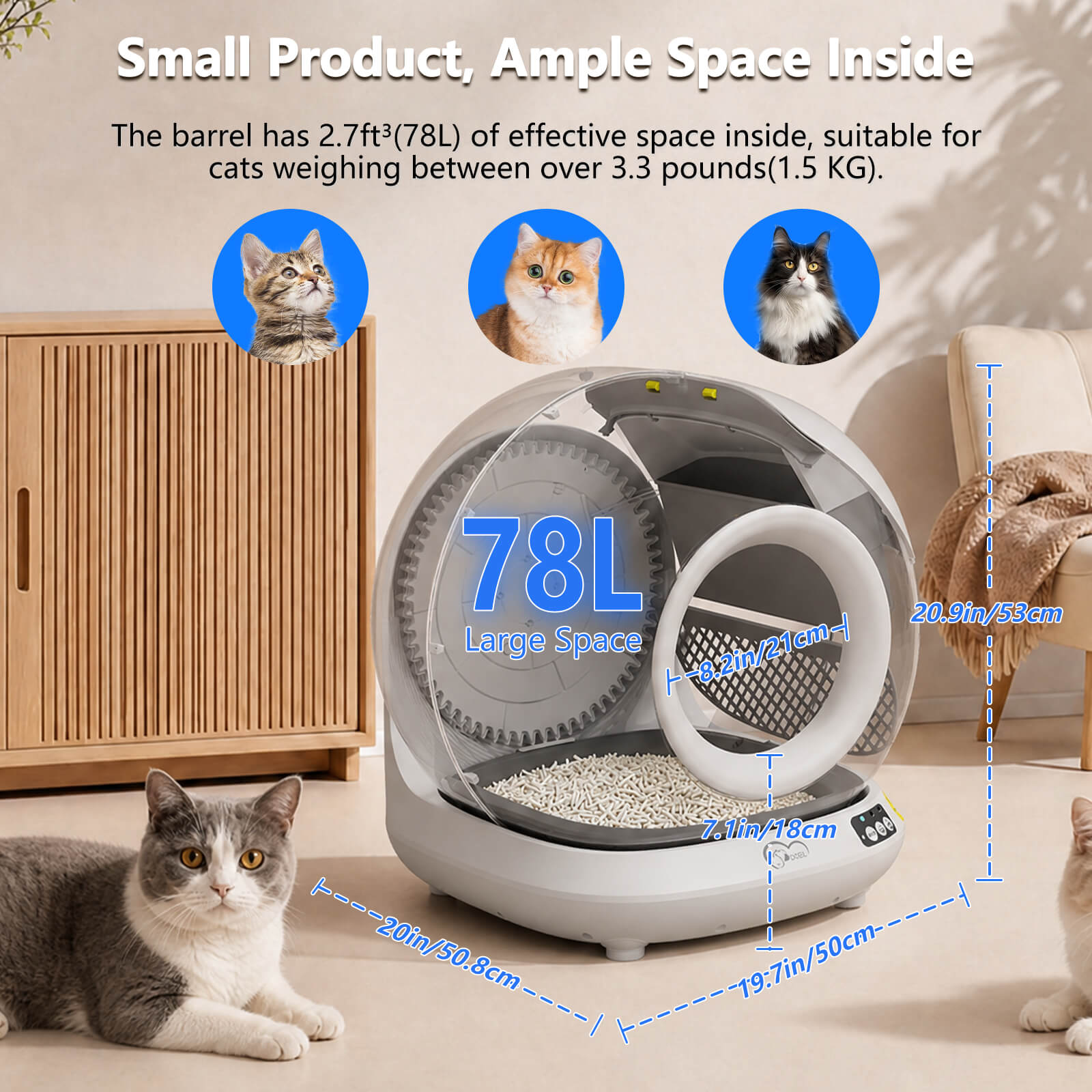 2026 New 78L Smart Automatic Cat Litter Box Electric Self-Cleaning Pet Cat Toilet with App Control Arenero Para Gatos Automatico