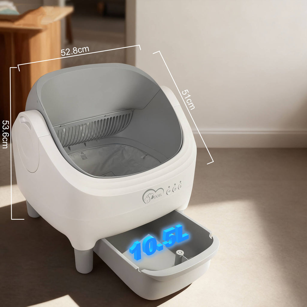 Smart App Control Open-top Automatic cat Litter Box Basin with Dual Safety Sensors Self Cleaning