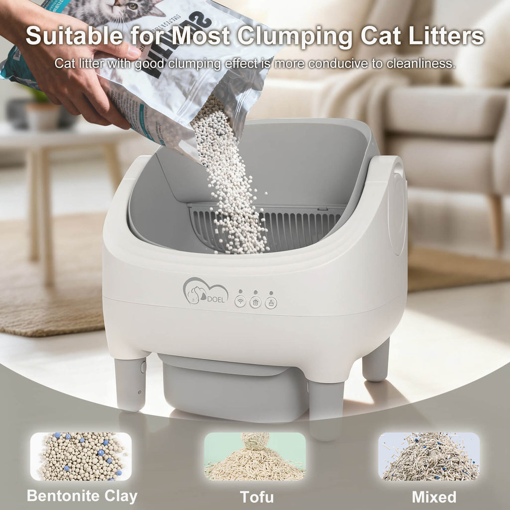 Smart App Control Open-top Automatic cat Litter Box Basin with Dual Safety Sensors Self Cleaning